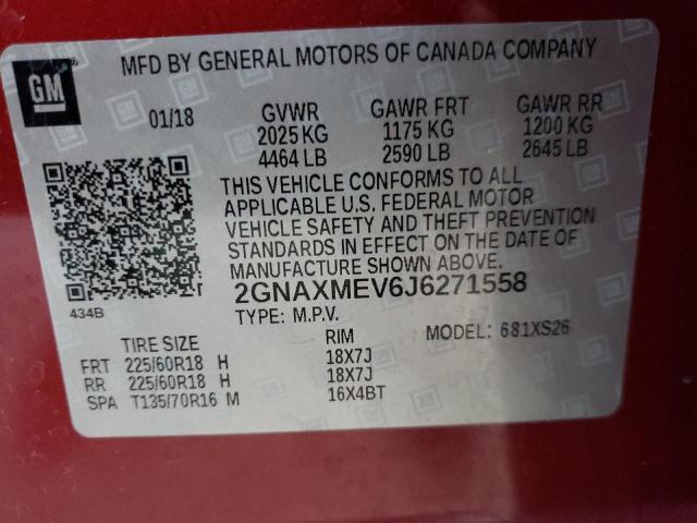 Photo 9 VIN: 2GNAXMEV6J6271558 - CHEVROLET EQUINOX PR 