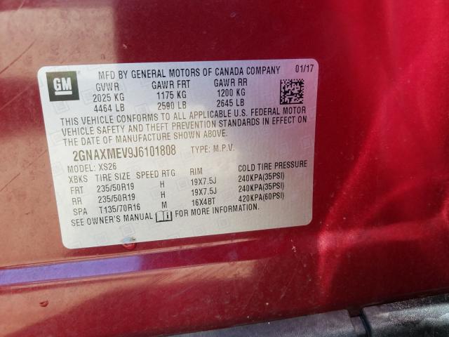 Photo 9 VIN: 2GNAXMEV9J6101808 - CHEVROLET EQUINOX PR 