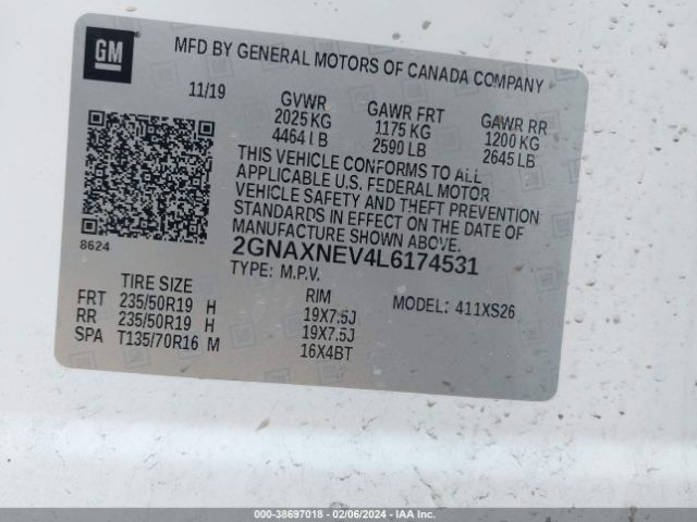 Photo 8 VIN: 2GNAXNEV4L6174531 - CHEVROLET EQUINOX 