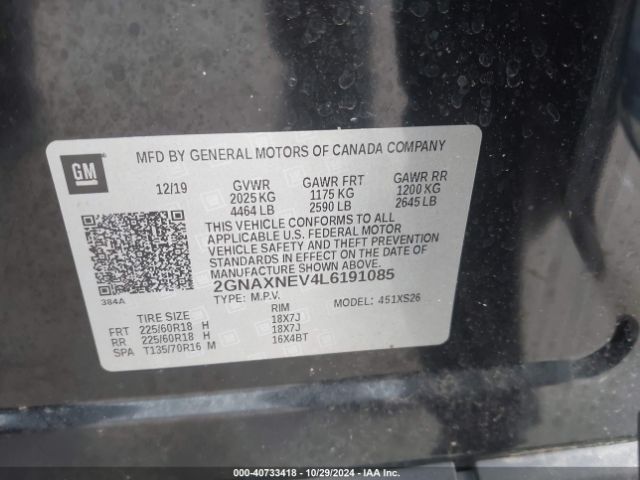 Photo 8 VIN: 2GNAXNEV4L6191085 - CHEVROLET EQUINOX 