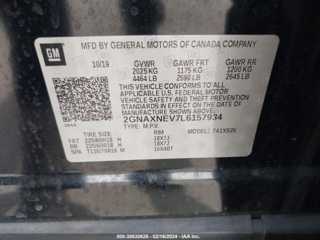 Photo 8 VIN: 2GNAXNEV7L6157934 - CHEVROLET EQUINOX 