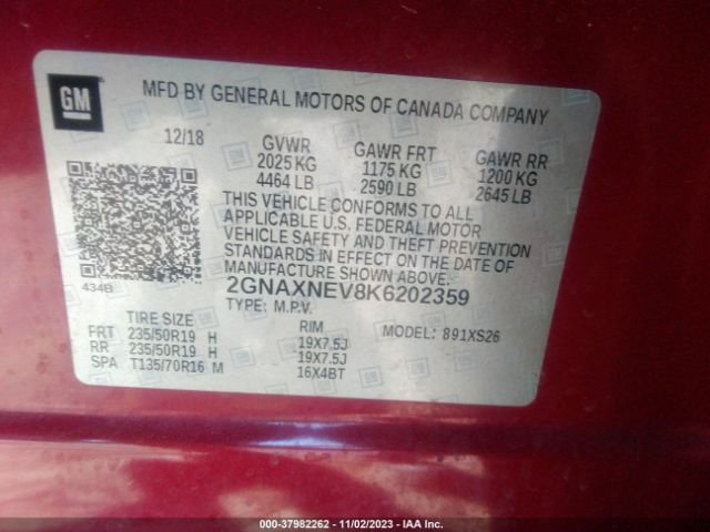 Photo 8 VIN: 2GNAXNEV8K6202359 - CHEVROLET EQUINOX 