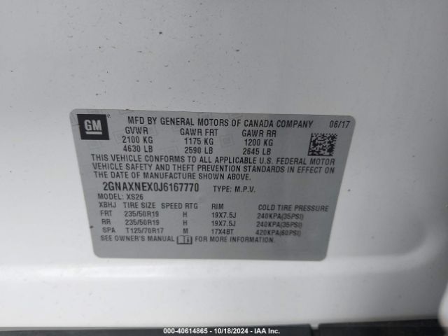 Photo 8 VIN: 2GNAXNEX0J6167770 - CHEVROLET EQUINOX 