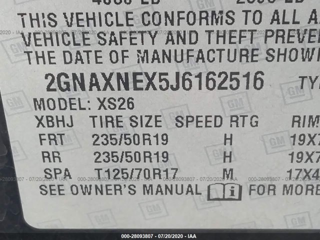 Photo 8 VIN: 2GNAXNEX5J6162516 - CHEVROLET EQUINOX 