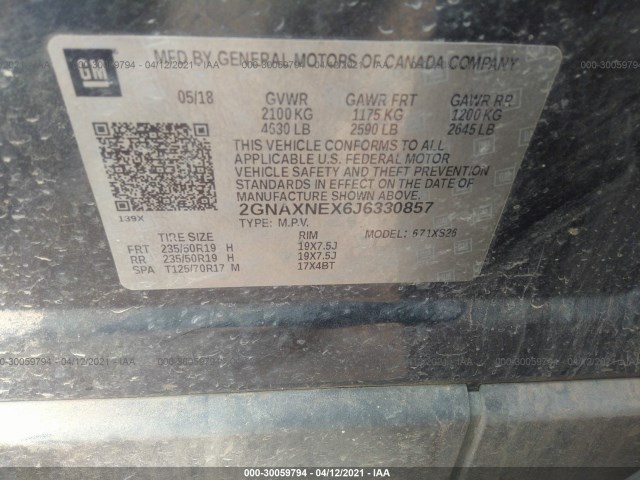 Photo 8 VIN: 2GNAXNEX6J6330857 - CHEVROLET EQUINOX 