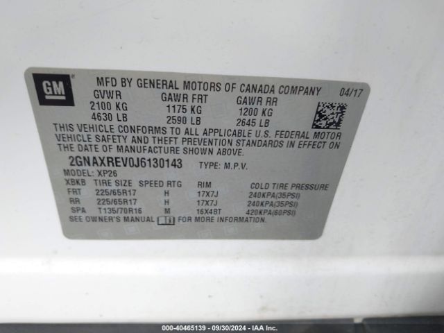 Photo 8 VIN: 2GNAXREV0J6130143 - CHEVROLET EQUINOX 