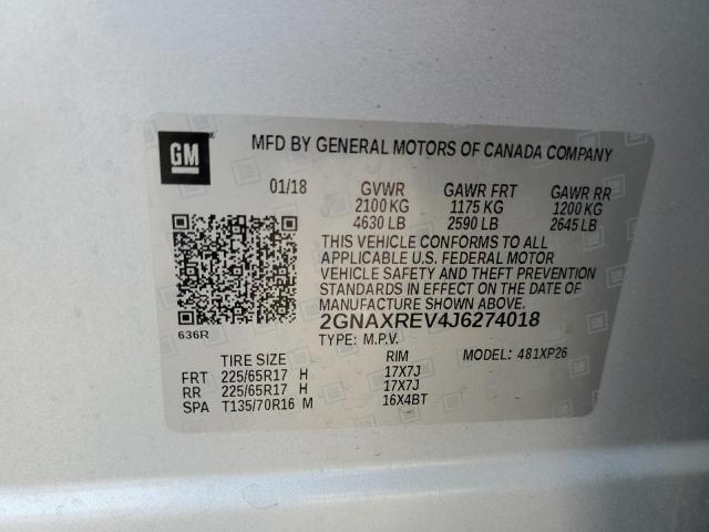 Photo 9 VIN: 2GNAXREV4J6274018 - CHEVROLET EQUINOX LS 