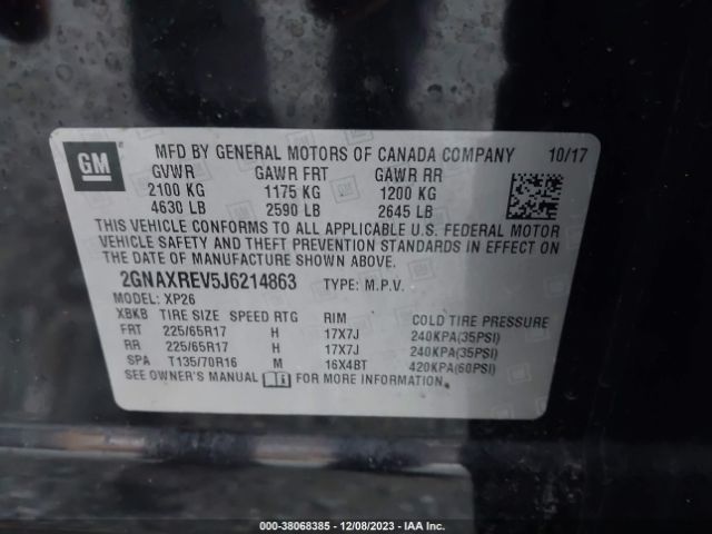 Photo 8 VIN: 2GNAXREV5J6214863 - CHEVROLET EQUINOX 