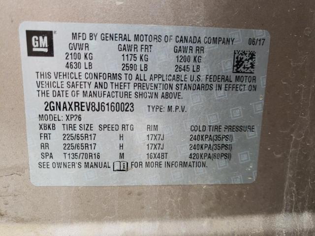 Photo 9 VIN: 2GNAXREV8J6160023 - CHEVROLET EQUINOX LS 