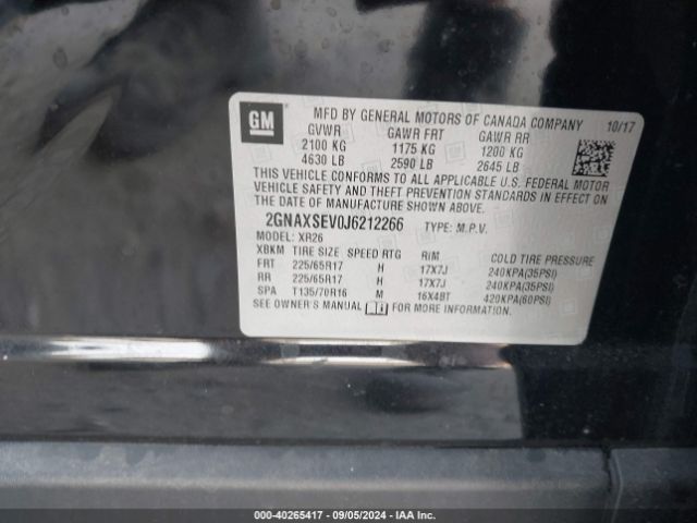 Photo 8 VIN: 2GNAXSEV0J6212266 - CHEVROLET EQUINOX 