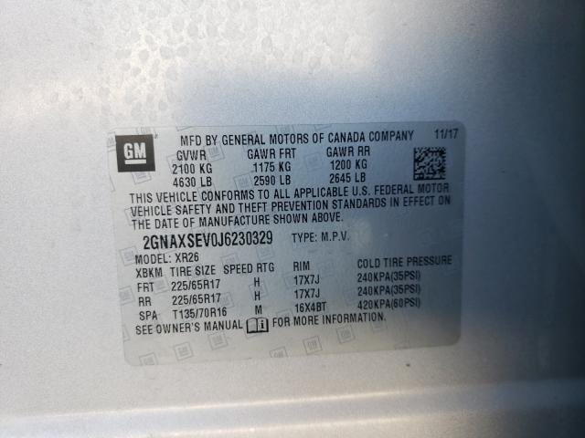 Photo 9 VIN: 2GNAXSEV0J6230329 - CHEVROLET EQUINOX LT 