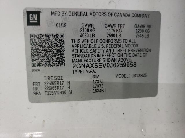 Photo 11 VIN: 2GNAXSEV0J6259958 - CHEVROLET EQUINOX LT 