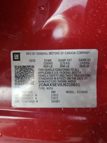 Photo 9 VIN: 2GNAXSEV0J6310651 - CHEVROLET EQUINOX LT 