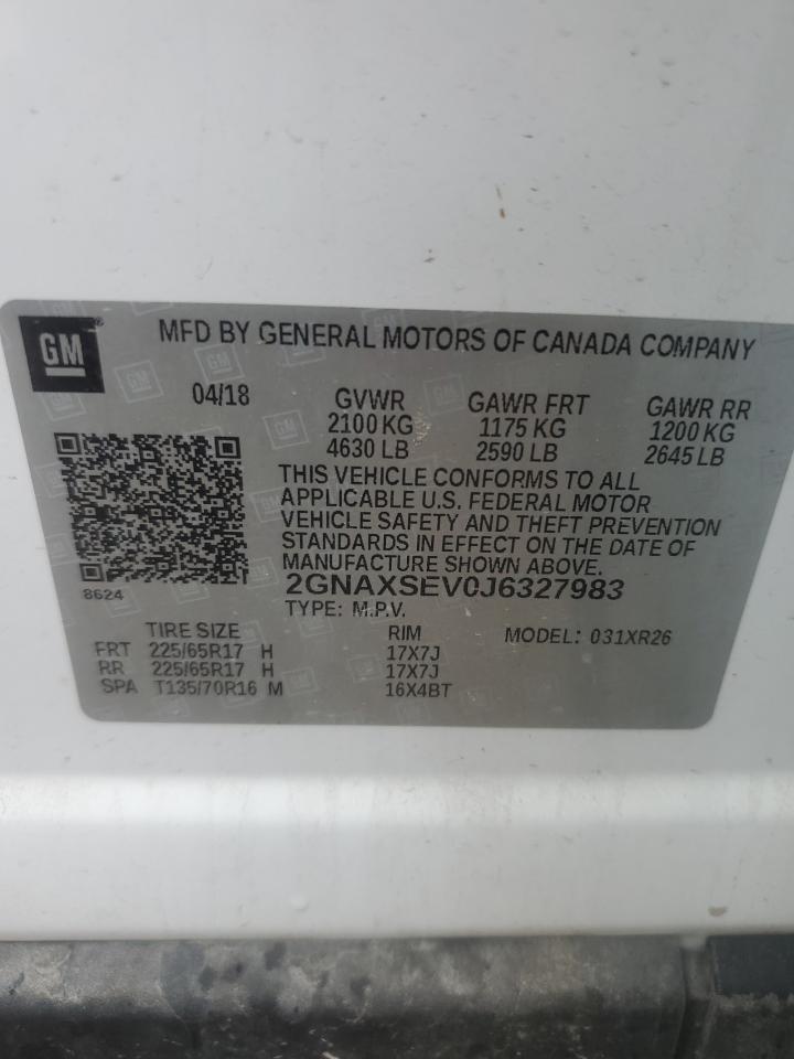 Photo 12 VIN: 2GNAXSEV0J6327983 - CHEVROLET EQUINOX 