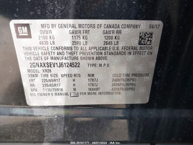 Photo 8 VIN: 2GNAXSEV1J6124522 - CHEVROLET EQUINOX 