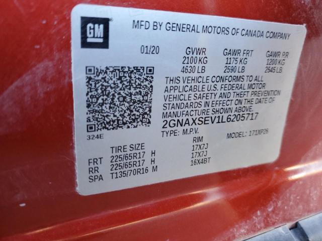 Photo 12 VIN: 2GNAXSEV1L6205717 - CHEVROLET EQUINOX 