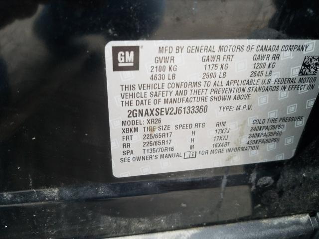 Photo 9 VIN: 2GNAXSEV2J6133360 - CHEVROLET EQUINOX LT 