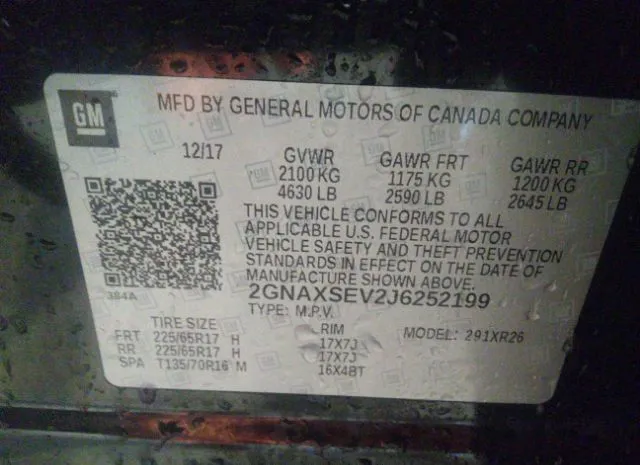 Photo 8 VIN: 2GNAXSEV2J6252199 - CHEVROLET EQUINOX 