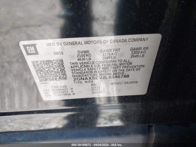 Photo 8 VIN: 2GNAXSEV2L6146788 - CHEVROLET EQUINOX 