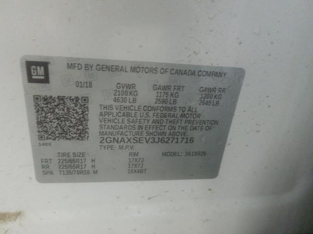 Photo 9 VIN: 2GNAXSEV3J6271716 - CHEVROLET EQUINOX LT 