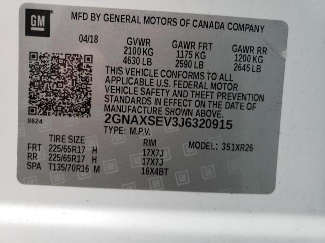 Photo 11 VIN: 2GNAXSEV3J6320915 - CHEVROLET EQUINOX 