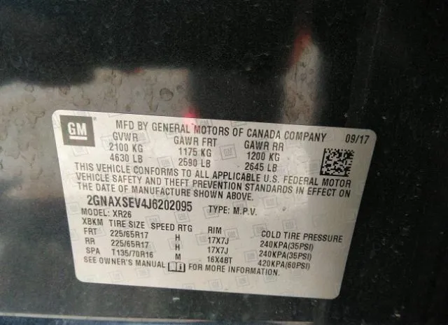 Photo 8 VIN: 2GNAXSEV4J6202095 - CHEVROLET EQUINOX 