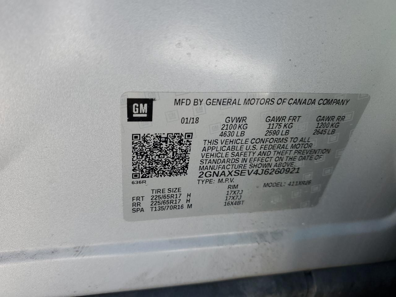 Photo 12 VIN: 2GNAXSEV4J6260921 - CHEVROLET EQUINOX 