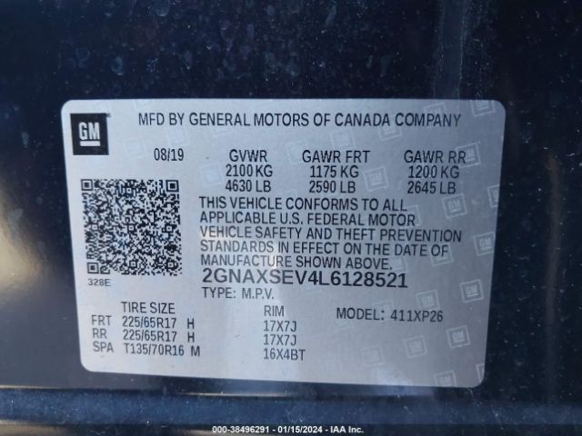 Photo 8 VIN: 2GNAXSEV4L6128521 - CHEVROLET EQUINOX 