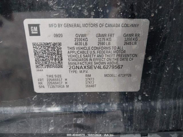 Photo 8 VIN: 2GNAXSEV4L6279567 - CHEVROLET EQUINOX 