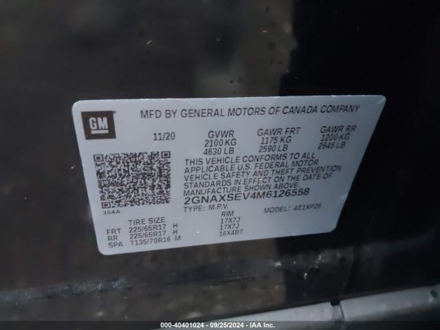 Photo 8 VIN: 2GNAXSEV4M6126558 - CHEVROLET EQUINOX 