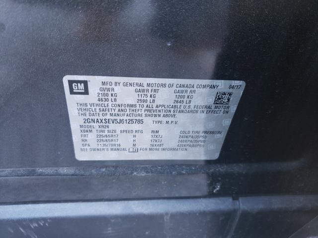 Photo 9 VIN: 2GNAXSEV5J6125785 - CHEVROLET EQUINOX LT 