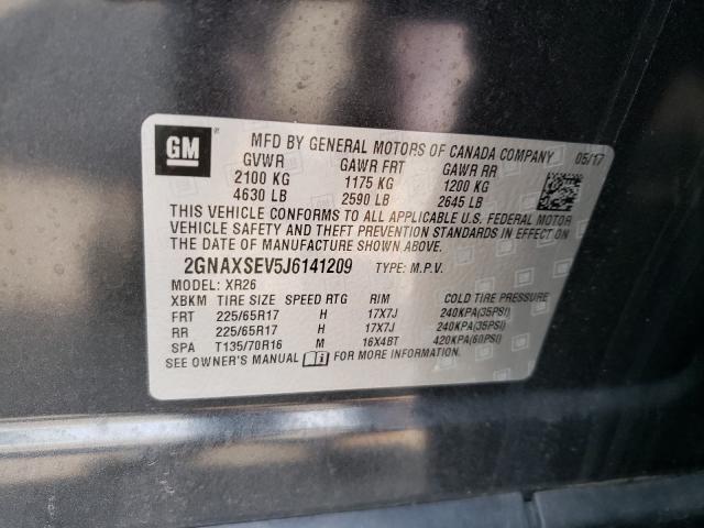 Photo 9 VIN: 2GNAXSEV5J6141209 - CHEVROLET EQUINOX LT 