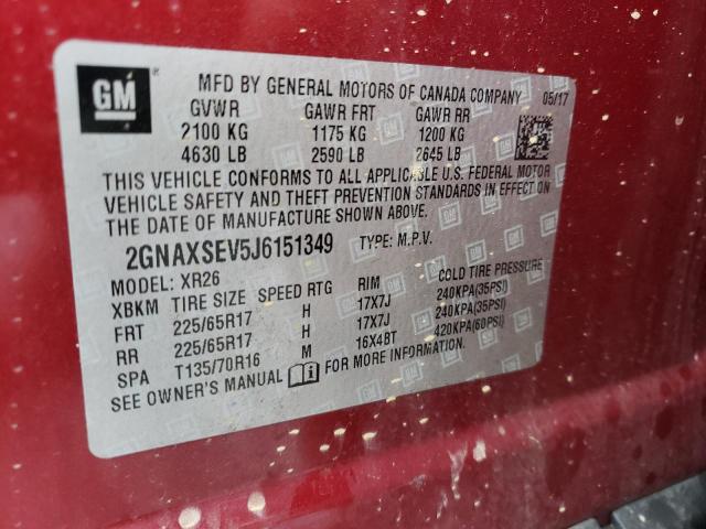 Photo 9 VIN: 2GNAXSEV5J6151349 - CHEVROLET EQUINOX 