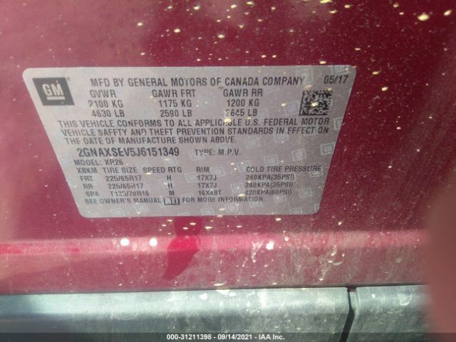 Photo 8 VIN: 2GNAXSEV5J6151349 - CHEVROLET EQUINOX 