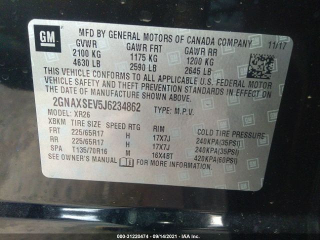 Photo 8 VIN: 2GNAXSEV5J6234862 - CHEVROLET EQUINOX 