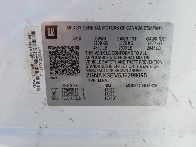 Photo 9 VIN: 2GNAXSEV5J6299095 - CHEVROLET EQUINOX LT 