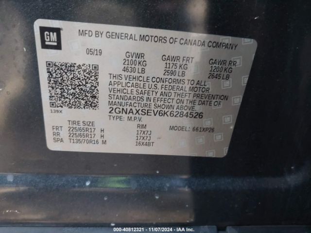 Photo 8 VIN: 2GNAXSEV6K6284526 - CHEVROLET EQUINOX 