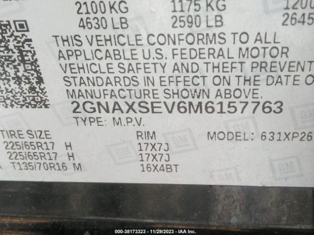 Photo 8 VIN: 2GNAXSEV6M6157763 - CHEVROLET EQUINOX 