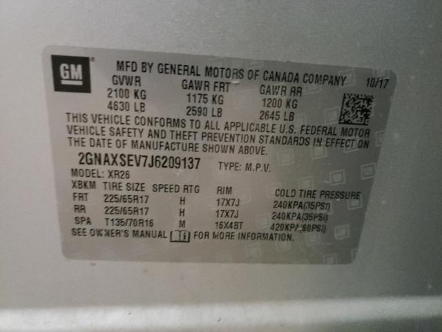 Photo 9 VIN: 2GNAXSEV7J6209137 - CHEVROLET EQUINOX LT 