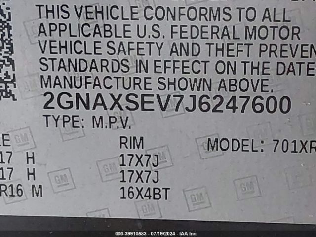 Photo 8 VIN: 2GNAXSEV7J6247600 - CHEVROLET EQUINOX 