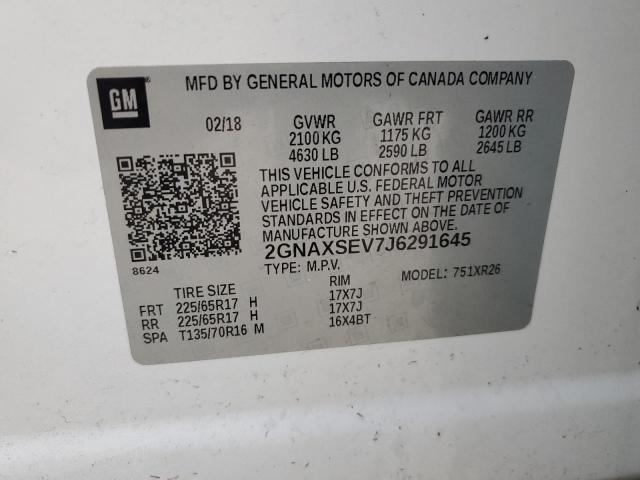 Photo 13 VIN: 2GNAXSEV7J6291645 - CHEVROLET EQUINOX LT 