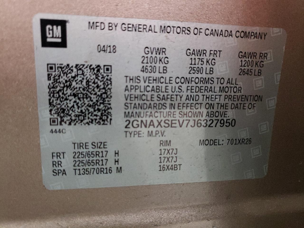 Photo 11 VIN: 2GNAXSEV7J6327950 - CHEVROLET EQUINOX 