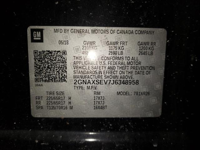 Photo 9 VIN: 2GNAXSEV7J6348958 - CHEVROLET EQUINOX LT 