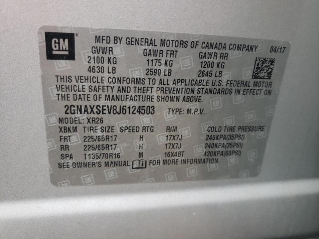 Photo 9 VIN: 2GNAXSEV8J6124503 - CHEVROLET EQUINOX LT 