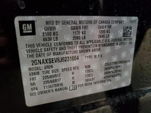 Photo 9 VIN: 2GNAXSEV8J6231664 - CHEVROLET EQUINOX LT 