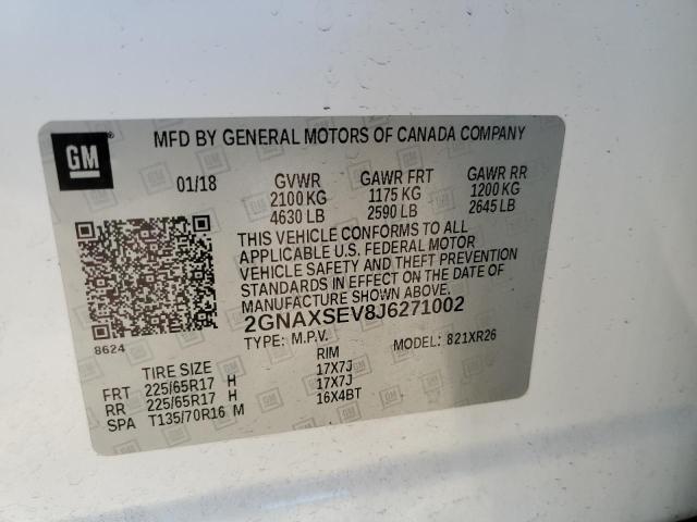 Photo 9 VIN: 2GNAXSEV8J6271002 - CHEVROLET EQUINOX LT 