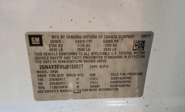 Photo 9 VIN: 2GNAXSEV9J6120377 - CHEVROLET EQUINOX LT 