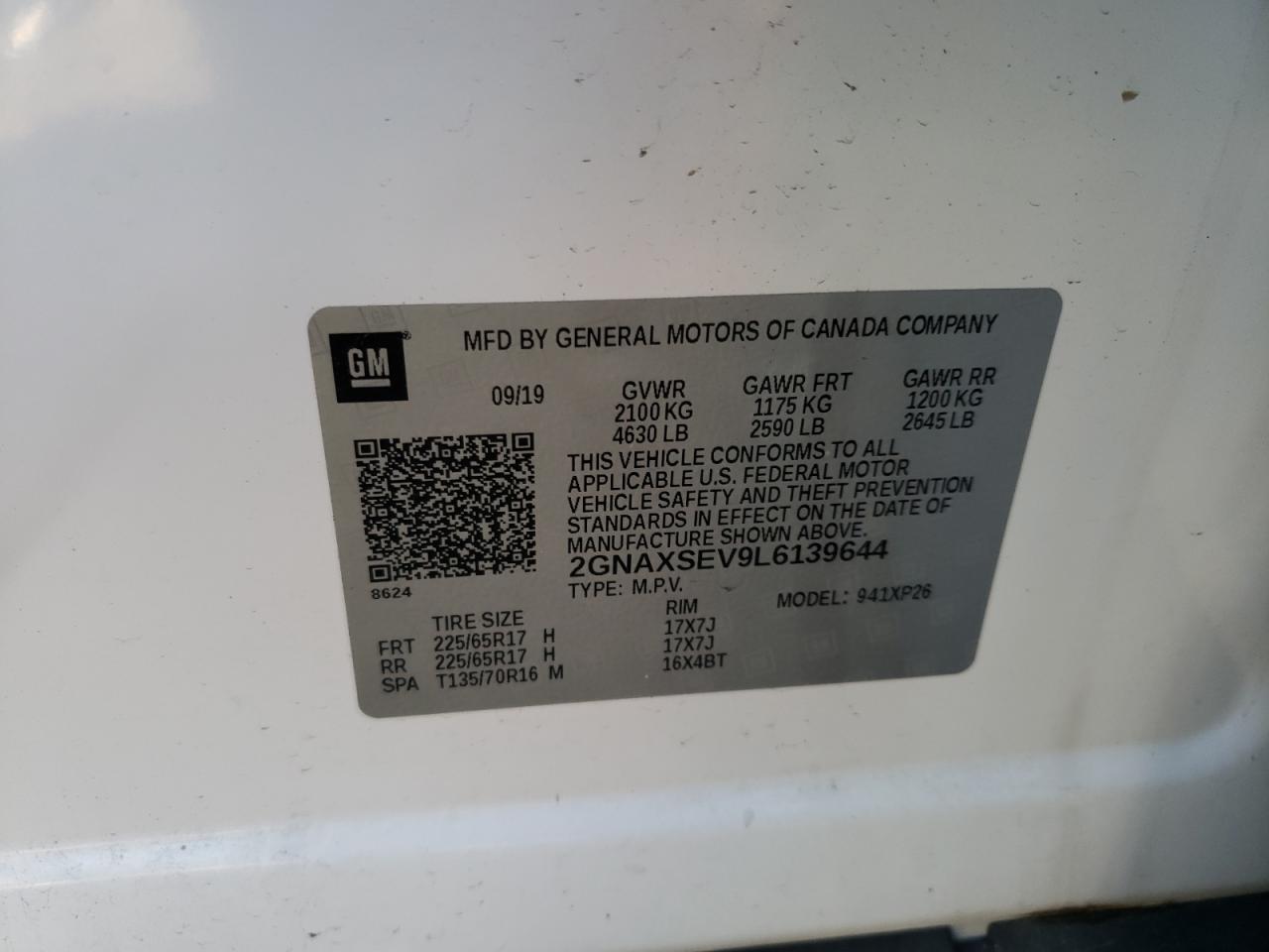 Photo 12 VIN: 2GNAXSEV9L6139644 - CHEVROLET EQUINOX 