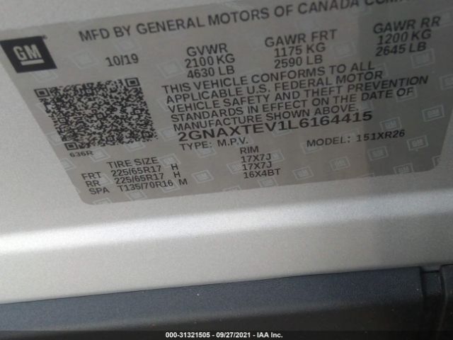 Photo 8 VIN: 2GNAXTEV1L6164415 - CHEVROLET EQUINOX 