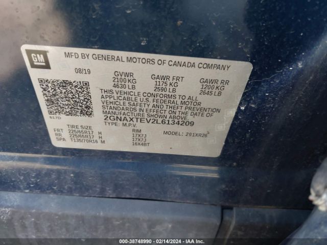 Photo 8 VIN: 2GNAXTEV2L6134209 - CHEVROLET EQUINOX 